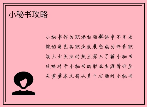 小秘书攻略